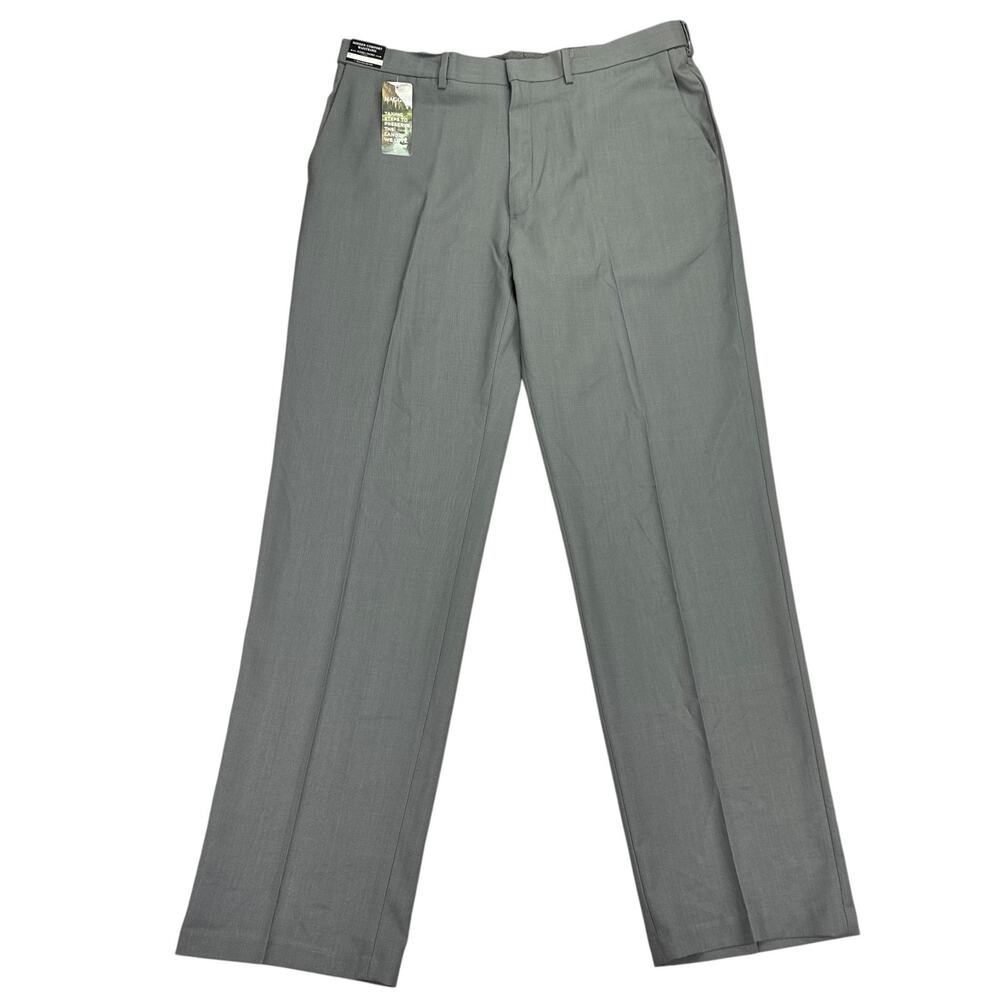 Haggar Mens Premium Comfort Classic Fit Flat Front Dress Pants Gray 38x34